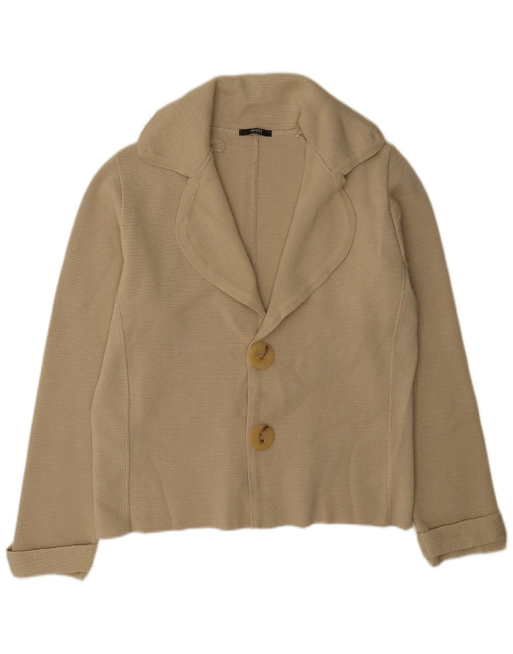 Hucke Dame 2 Button Knit Blazer Jacket UK 14 Stor Beige Uld