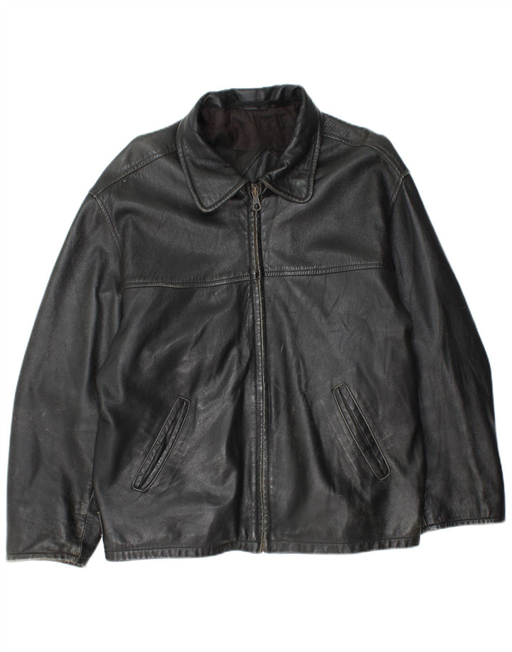 Vintage Herre Læderjakke UK 38 Medium Sort Læder