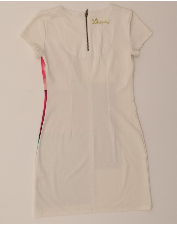 DESIGUAL Womens Sheath Dress UK 8 Small White Geometric Vintage Desigual and Second-Hand Desigual from Messina Hembry 