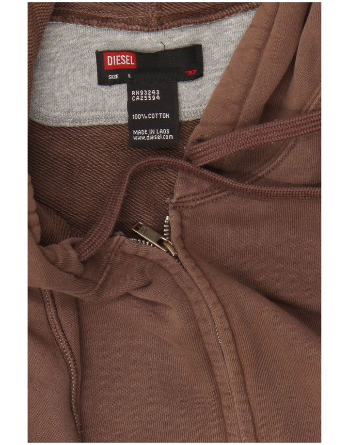 Diesel Dame Grafisk Hættetrøje Sweater med lynlås Stor Brun Bomuld