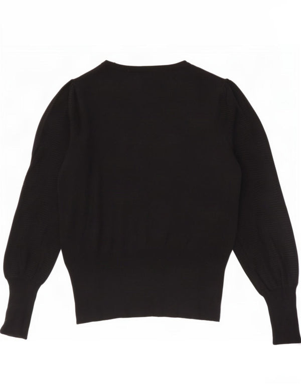 Marks & Spencer Dame Boat Neck Jumper Sweater UK 10 Small Black Viscose
