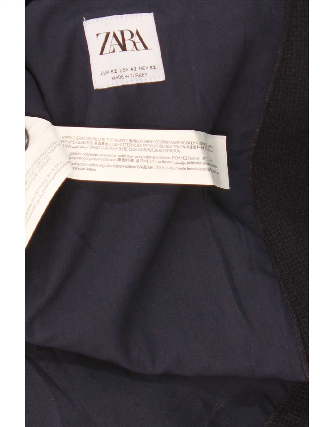 Zara Herre 2-knaps blazerjakke EU 52 Stor marineblå polyester