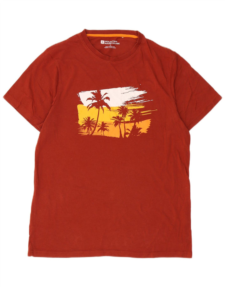 MOUNTAIN WAREHOUSE Herre grafisk T-shirt Top Medium Rød Bomuld