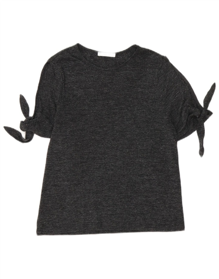 Zara Dame T-Shirt Top UK 12 Medium Grey Flecked Polyester