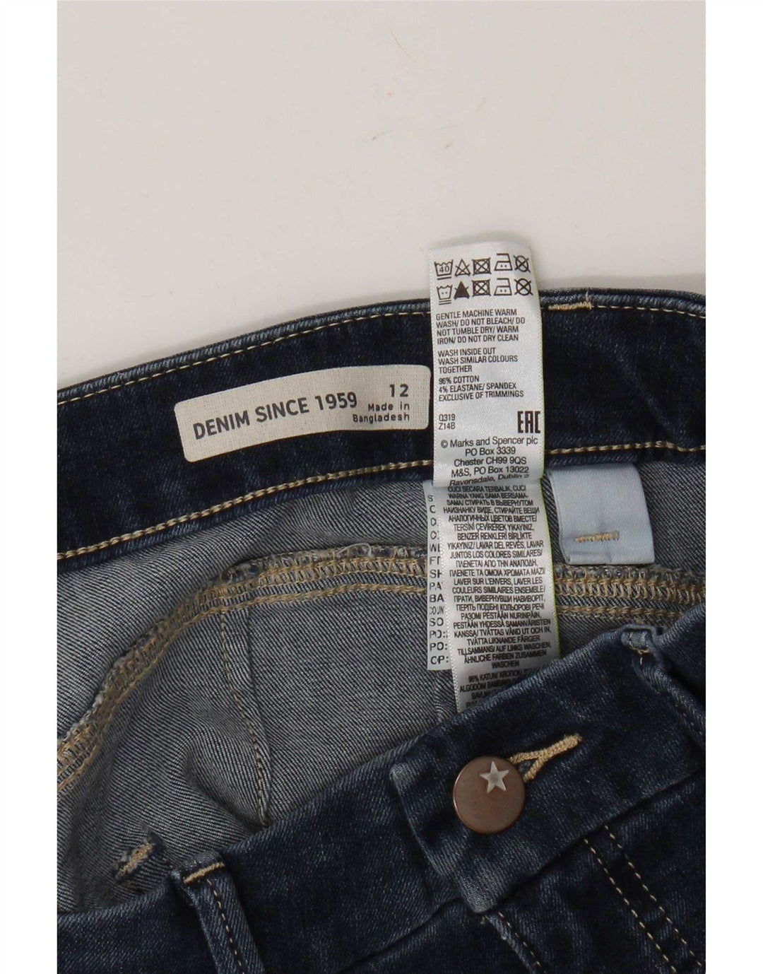 Marks & Spencer Dame denim Shorts UK 12 Medium W32 Blue Cotton