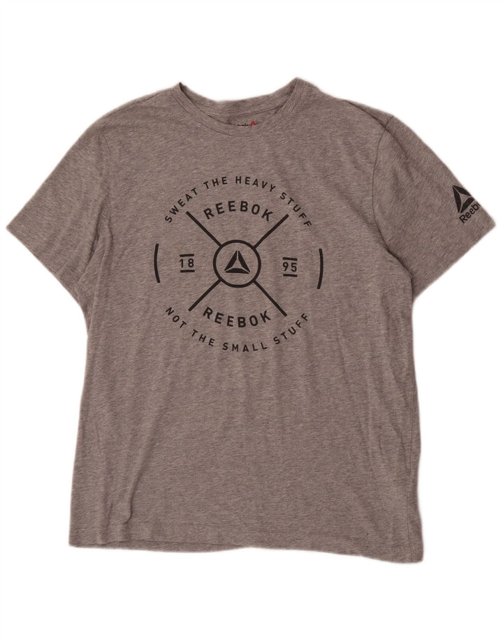 Reebok Herre Grafisk T-Shirt Top Stor Grå Bomuld