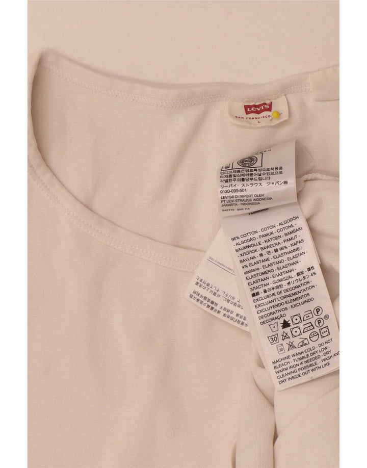 Levi's Dame T-Shirt Top UK 14 Stor Hvid Bomuld