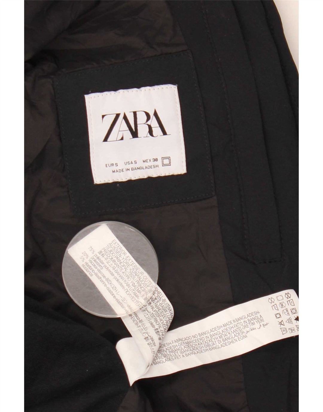 Zara Herre Bomber Jacket UK 36 Small Navy Blue Colourblock Polyester