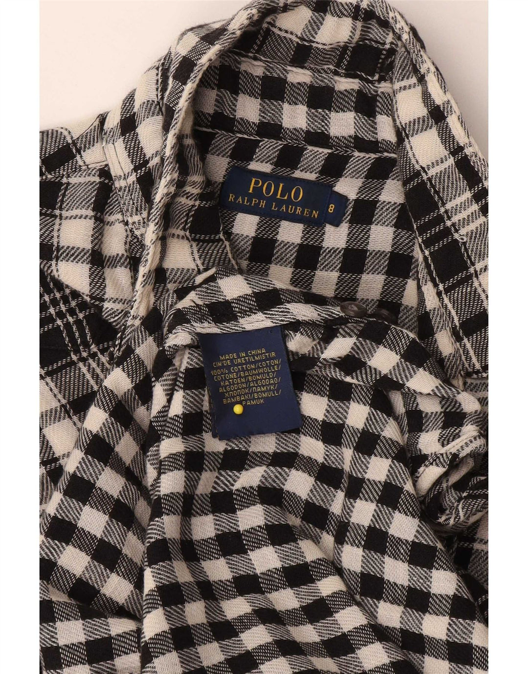Polo Ralph Lauren Dameskjorte US 8 Medium Sort Ternet Bomuld