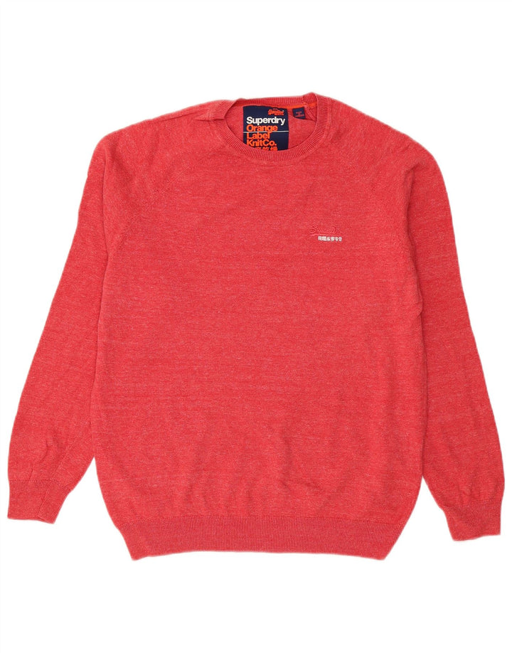 Superdry Herre sweater med rund hals, stor rød bomuld