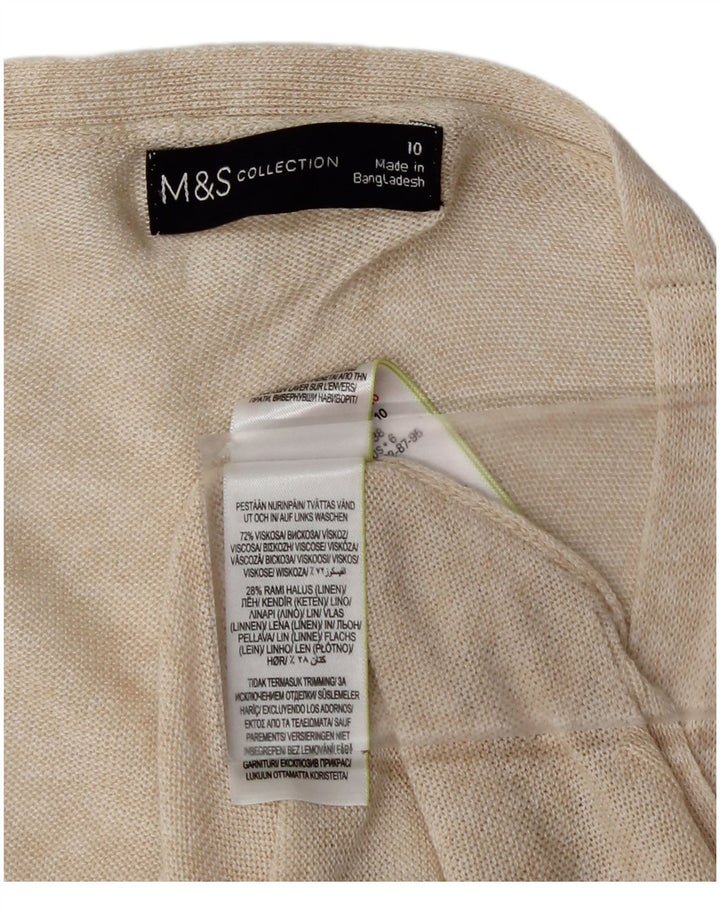 MARKS & SPENCER Dame Longline Cardigan Sweater UK 10 Small Beige Viscose