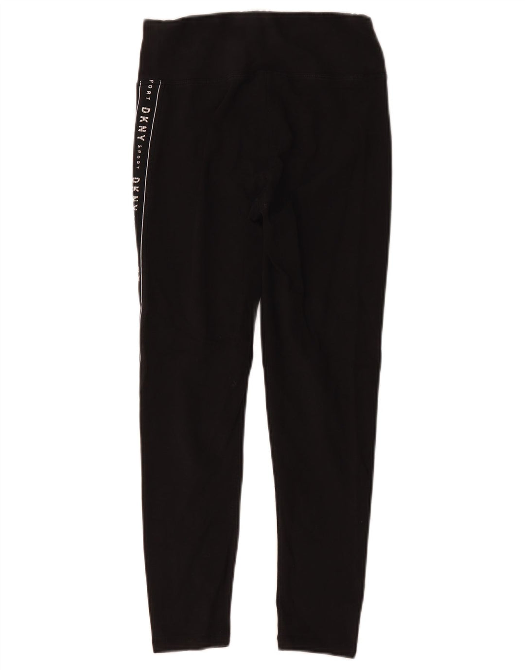 Dkny Womens Crop Graphic Leggings UK 8 Small Black Bomuld