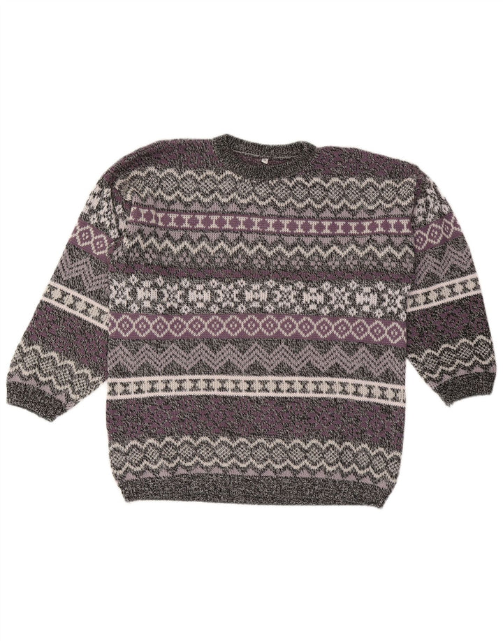 Vintage mænd med rund hals sweater medium flerfarvet Fair Isle