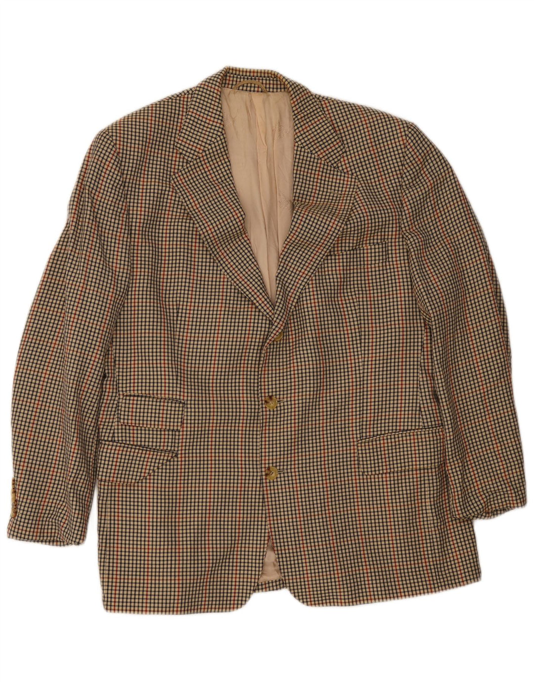 Burberrys Herre 2-knaps blazerjakke UK 38 Medium Beige Houndstooth