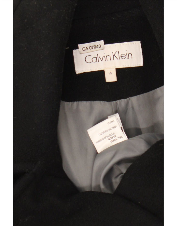 Calvin Klein Womens Pea Coat UK 4 Small Black Wool