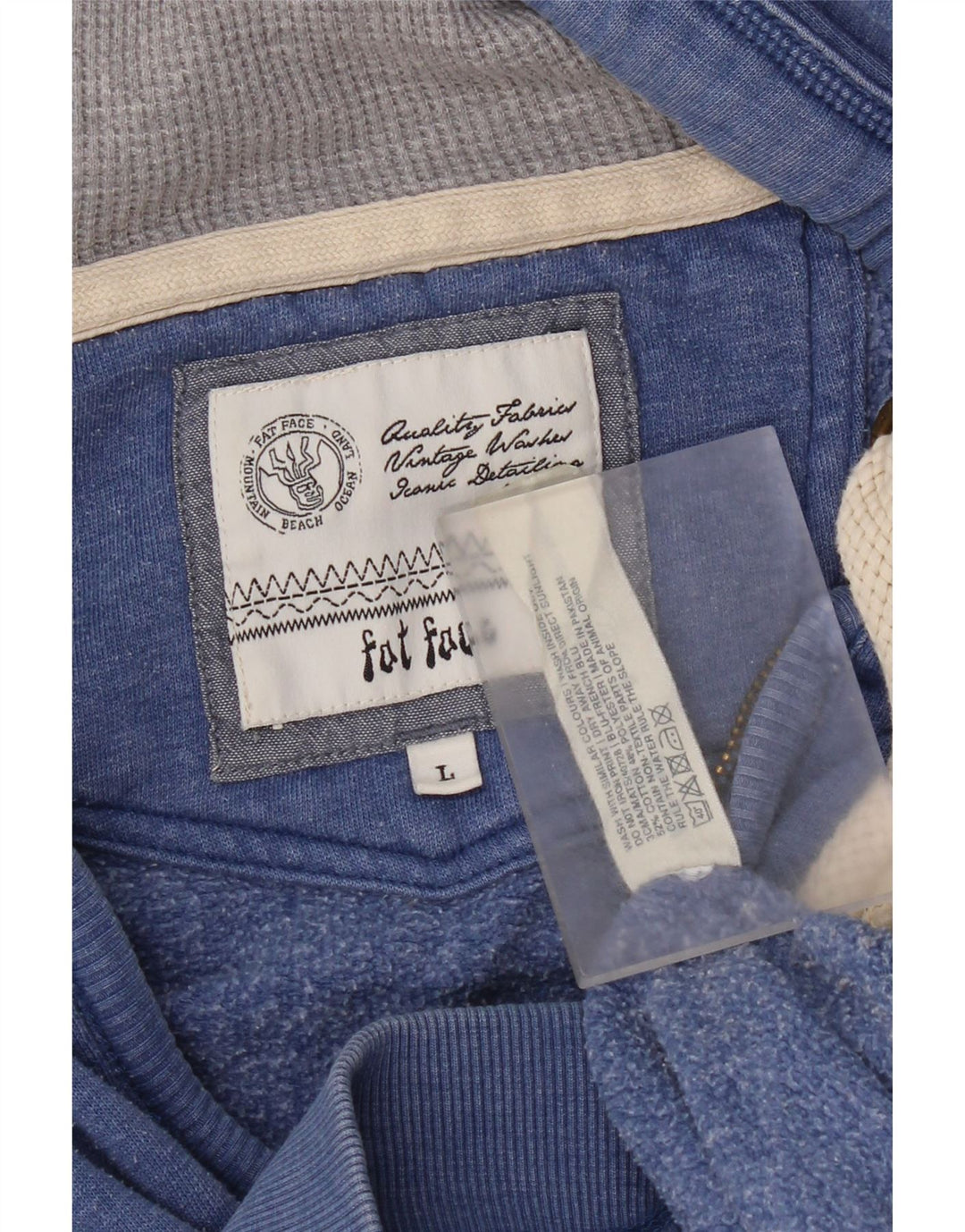 Fat Face Herre hættetrøje med lynlås Stor blå bomuld