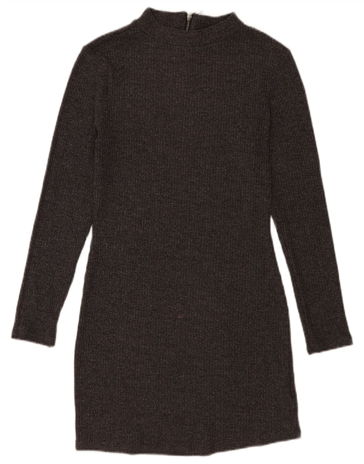 Marks & Spencer Dame Langærmet Jumper Kjole UK 12 Medium Grå Flecked