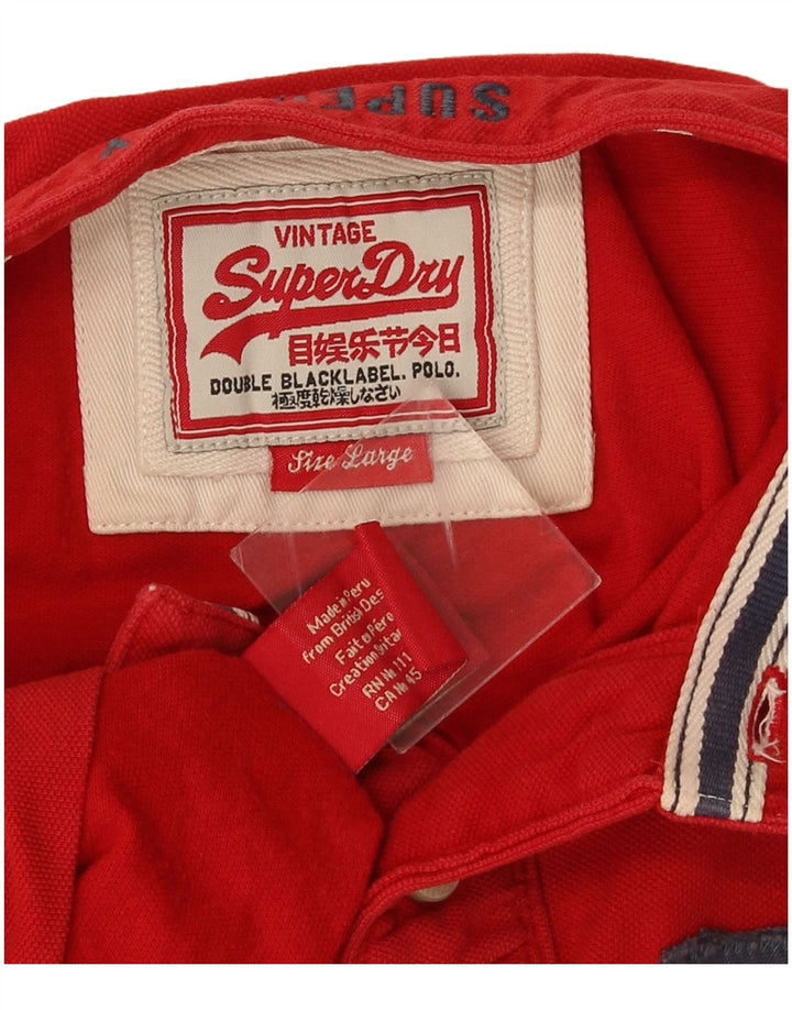 Superdry grafisk poloshirt til mænd, stor rød bomuld