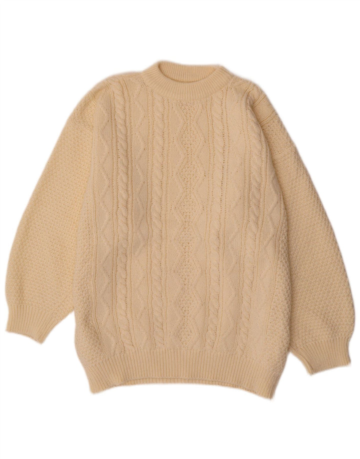 VINTAGE Dame sweater med rund hals DK 20 2XL Off White polyakryl