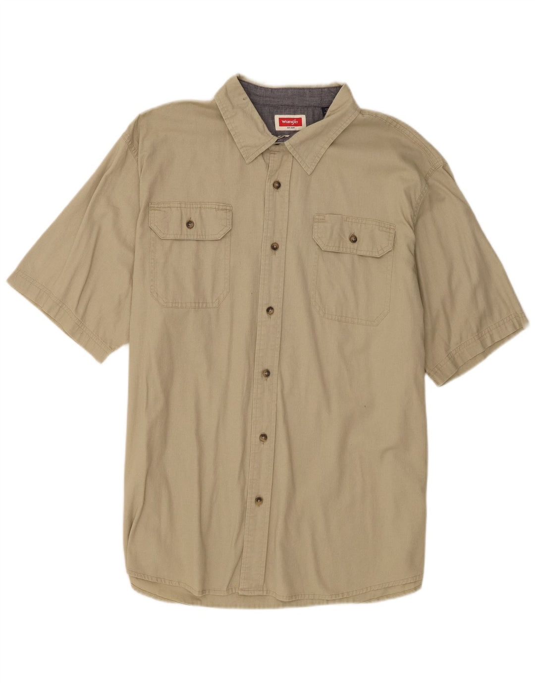 Wrangler Kortærmet Herreskjorte XL Khaki Bomuld