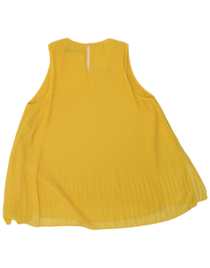 Zara Dame ærmeløs bluse Top UK 16 Stor Gul Polyester