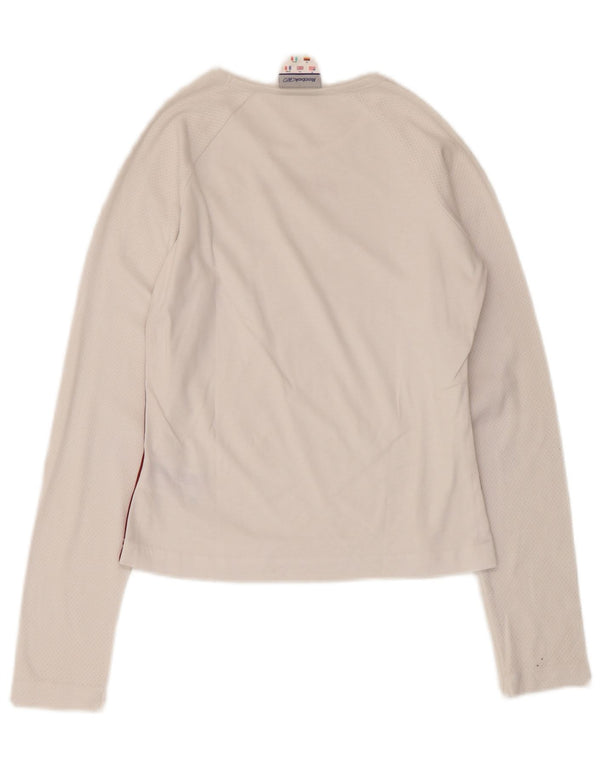Reebok Dame Grafisk Top Langærmet UK 10 Small White Bomuld