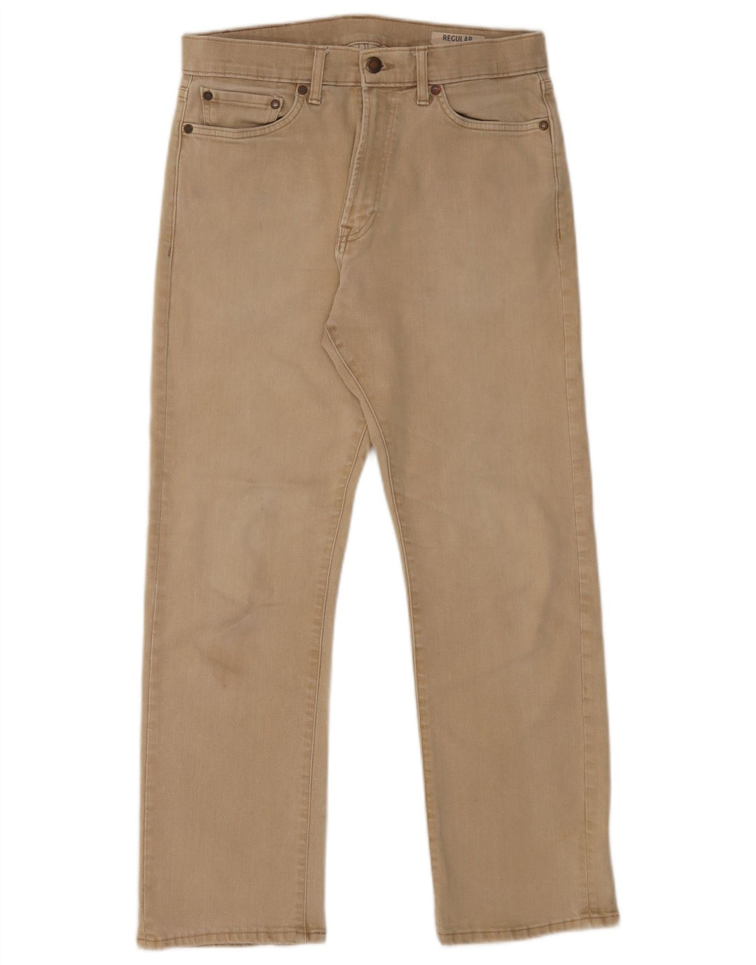 Marks & Spencer Herre Regular Fit Straight Jeans W30 L29 Beige Bomuld