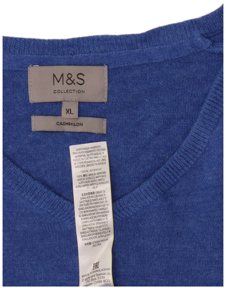 Marks & Spencer Herre V-hals sweater XL Blå Akryl