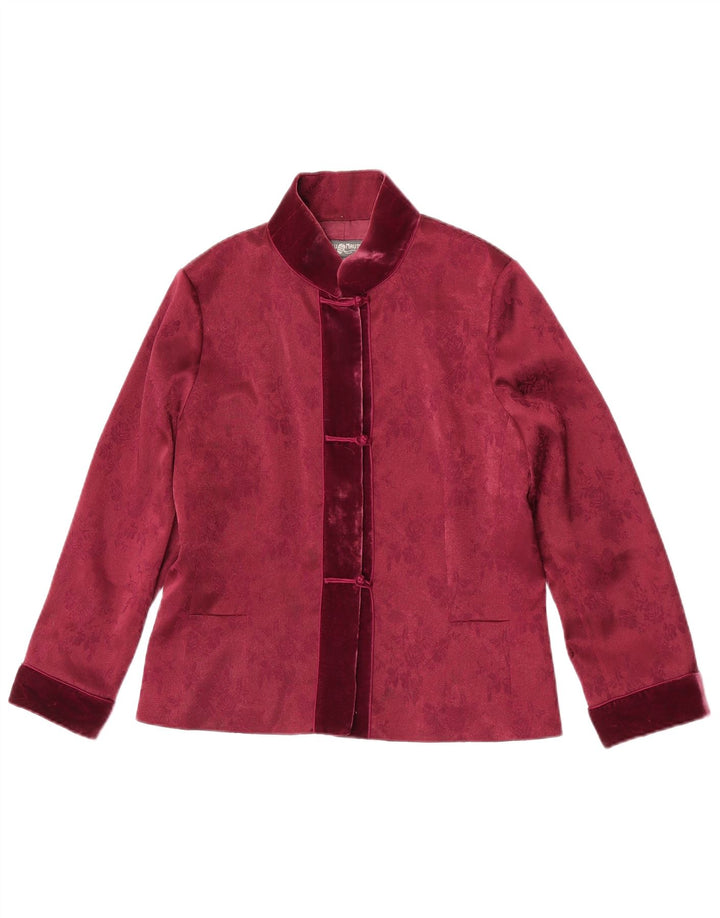 Blunauta Dame 3 Button Oversized Blazer Jacket IT 38 XS Burgundy Floral