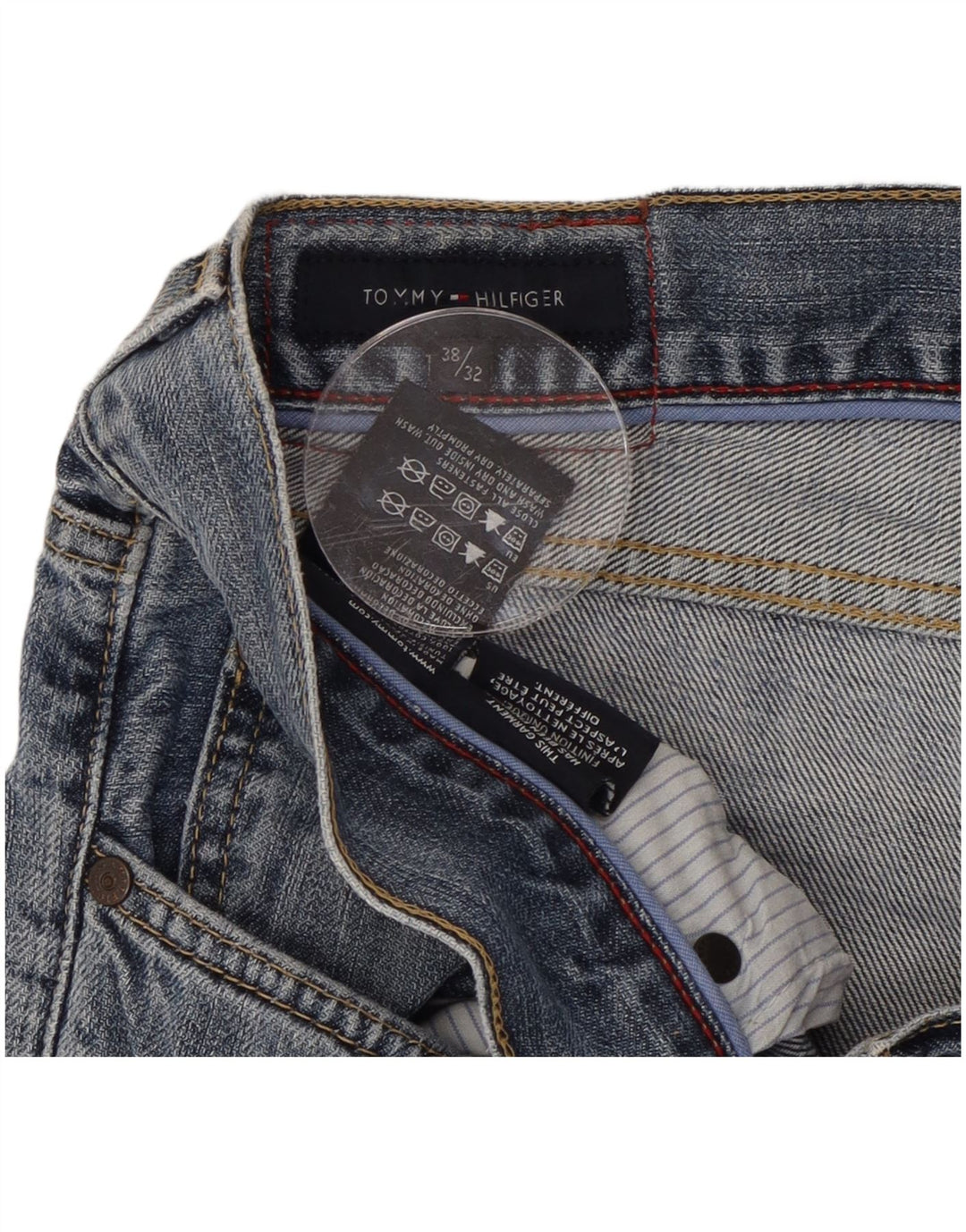 TOMMY HILFIGER Straight jeans til mænd W38 L32 blå bomuld