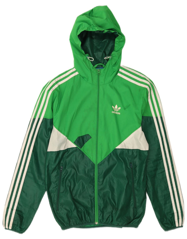 Adidas Regnjakke med hætte til mænd UK 34 XS Grøn Colourblock Polyester