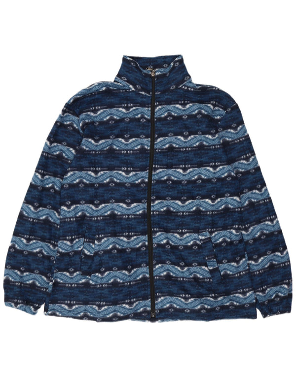 VINTAGE Mens Fleece Jacket UK 38 Medium Blue Fair Isle Cotton