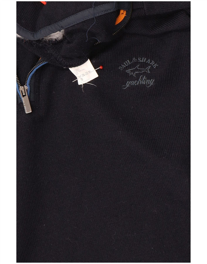 Paul & Shark Herre Zip Neck Jumper Sweater Medium Navy Blue Uld