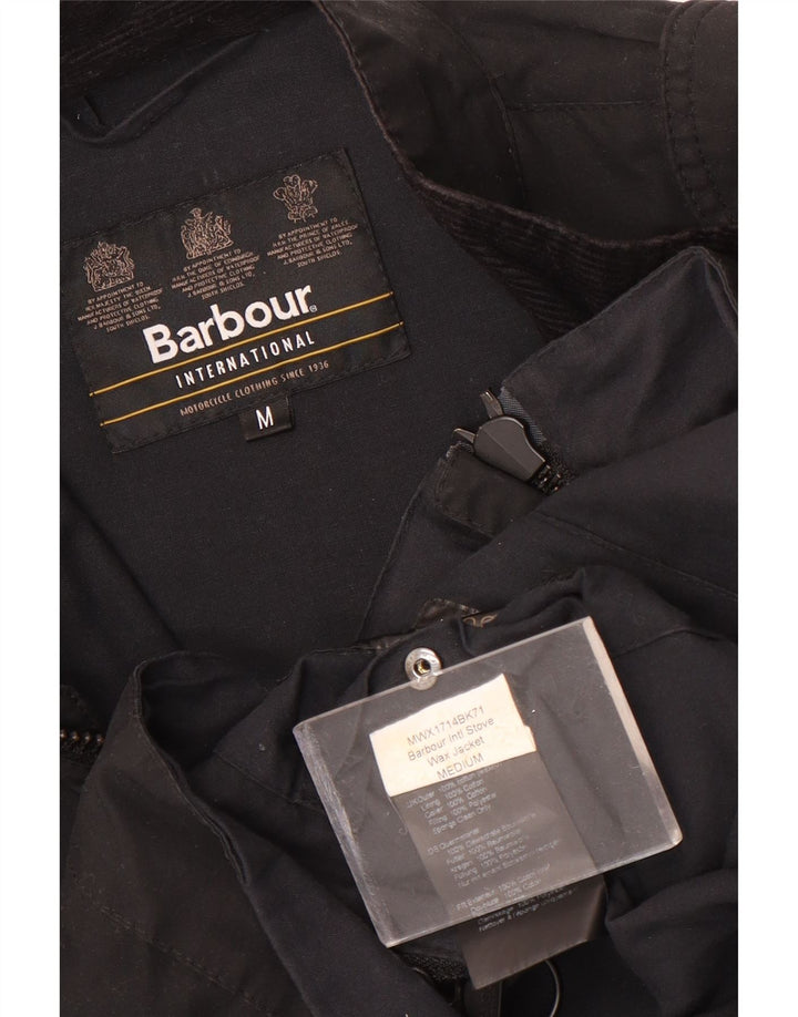 Barbour Herre vokset bomuldsjakke UK 38 Medium Sort bomuld