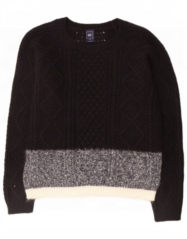 Gap Womens Boat Neck Jumper Sweater UK 14 Medium Black Colourblock Nylon
