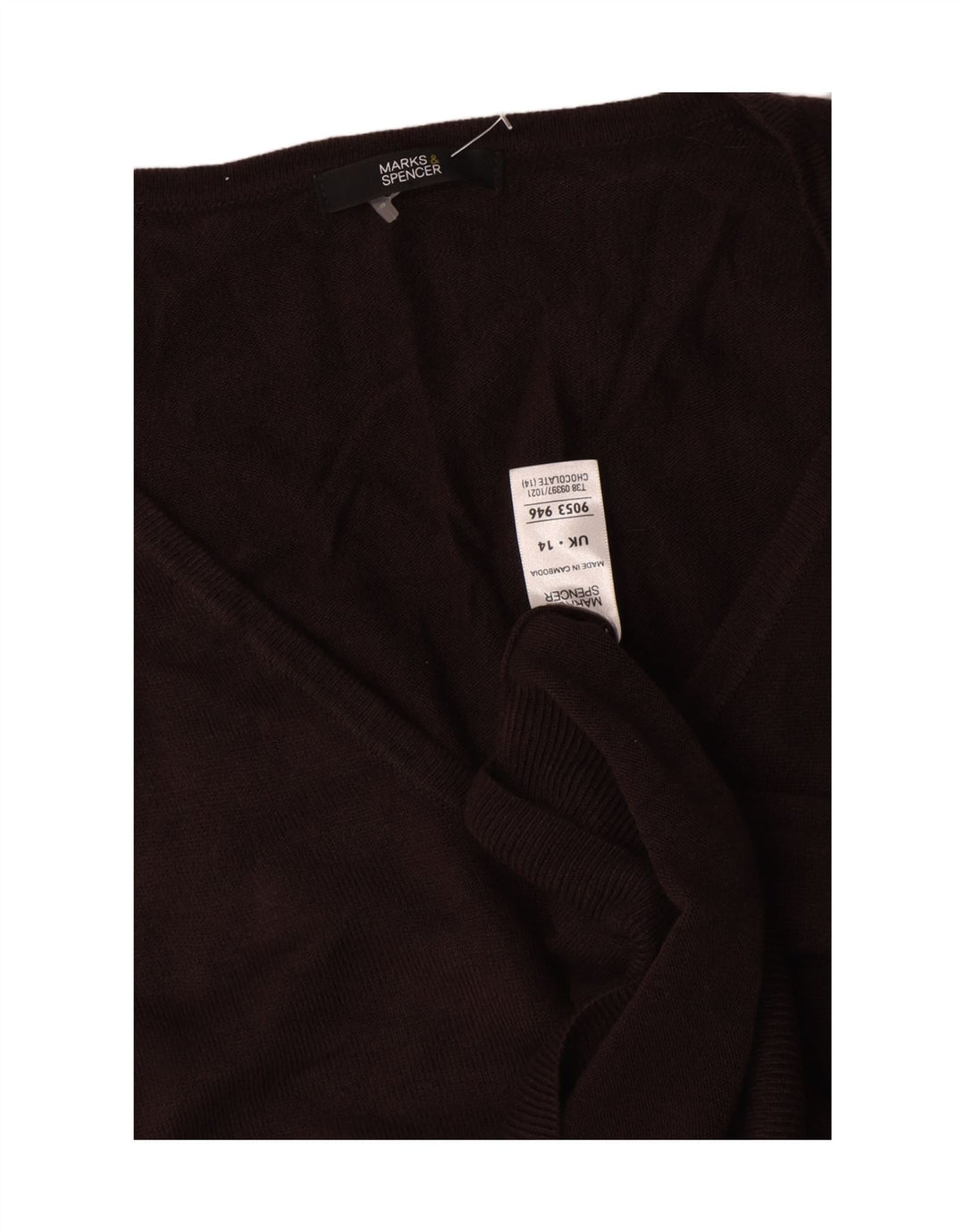 Marks & Spencer Dame V-hals sweater UK 14 Stor brun akryl