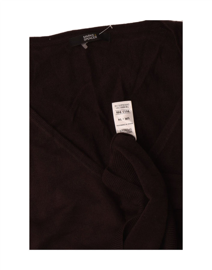 Marks & Spencer Dame V-hals sweater UK 14 Stor brun akryl