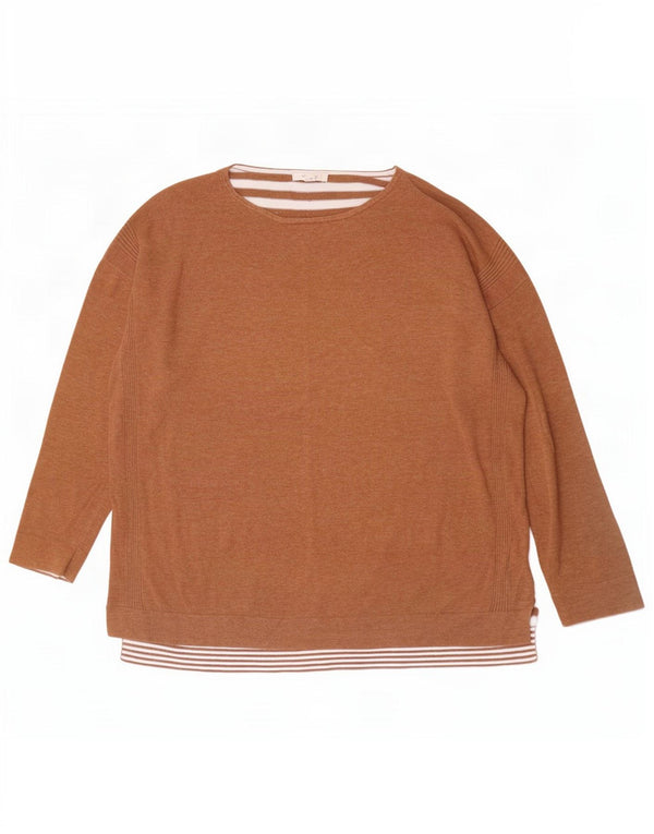 White Stuff Womens Boat Neck Jumper Sweater UK 20 2XL Brun Stribet Bomuld
