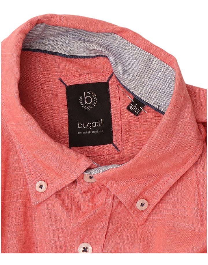 Bugatti Kortærmet Herreskjorte Størrelse 41/42 Large Pink