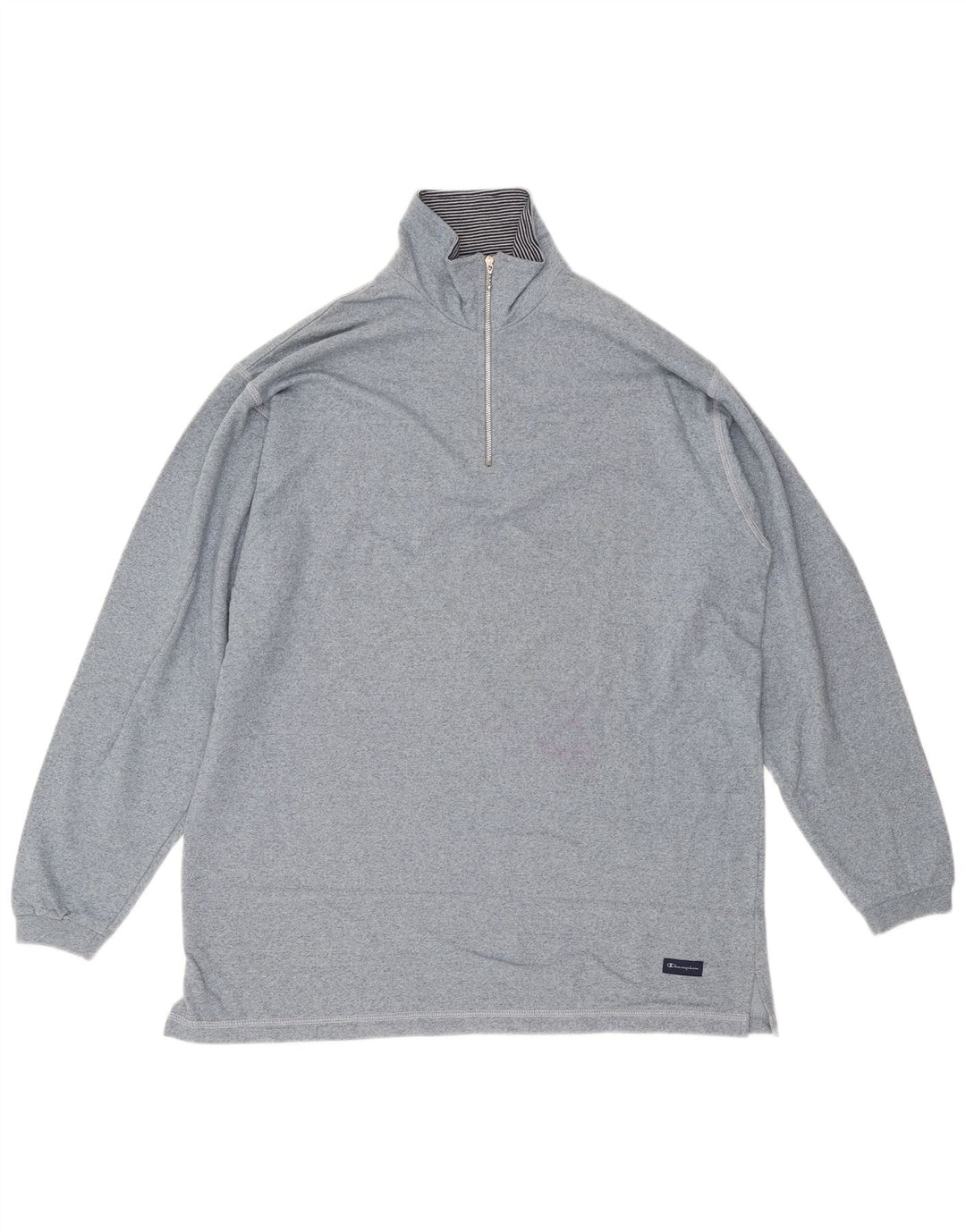 CHAMPION Mens Zip Neck Sweatshirt Jumper XL Blue Flecked Cotton
