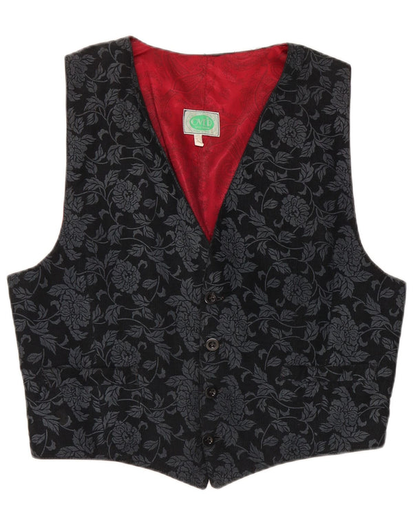 Vintage vest til mænd, stor sort blomster