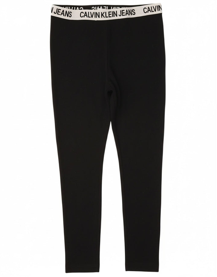 CALVIN KLEIN Womens Graphic Leggings UK 16 Large  Black
