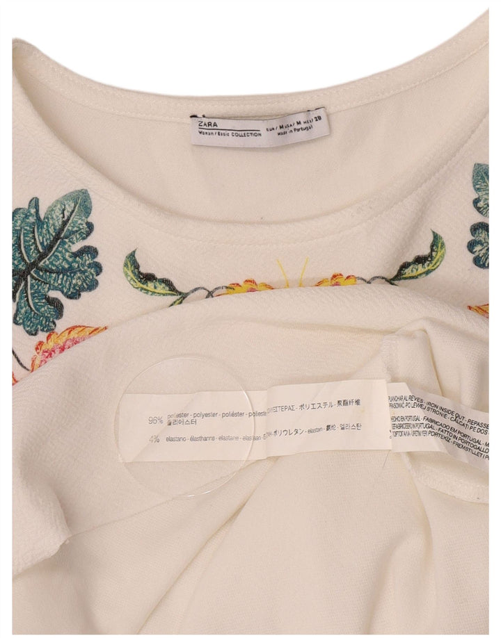 Zara Womens Shift Dress UK 14 Medium White Floral Polyester