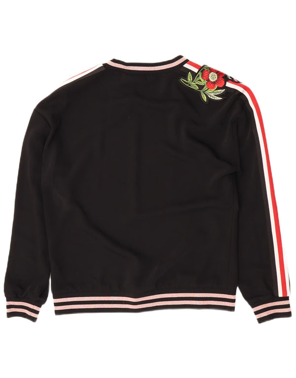 Ted Baker Womens Graphic Sweatshirt Jumper UK 14 Medium Black Floral