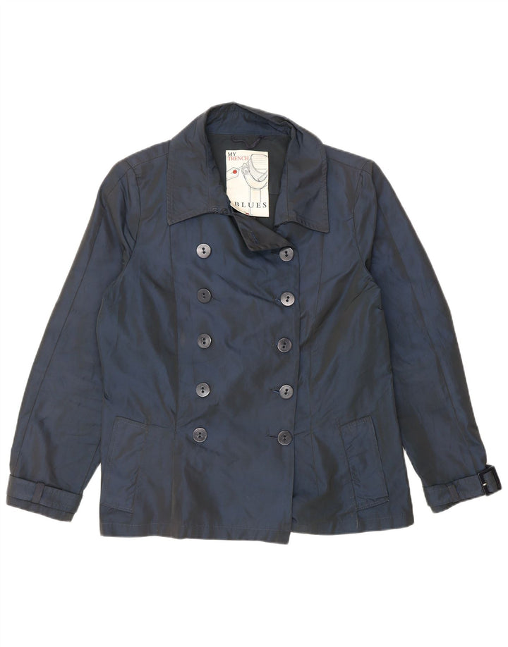 i Blues Dame Kort Dobbeltradet Ærtefrakke UK 12 Medium Navy Blue