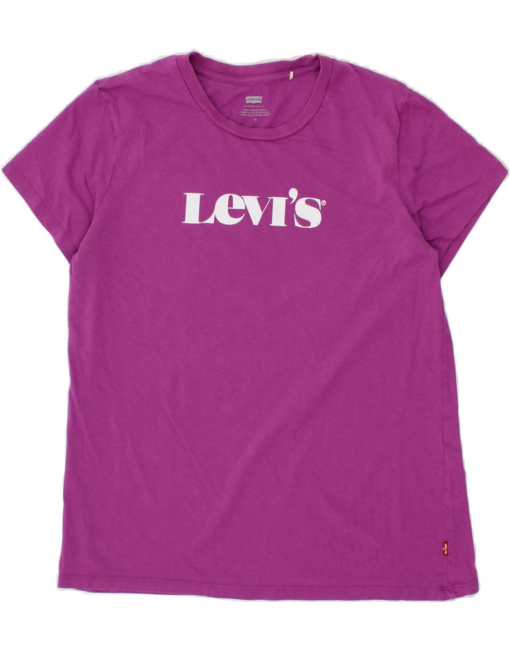 LEVI'S Womens Graphic T-Shirt Top UK 12 Medium Pink Cotton Vintage Levi's and Second-Hand Levi's from Messina Hembry 