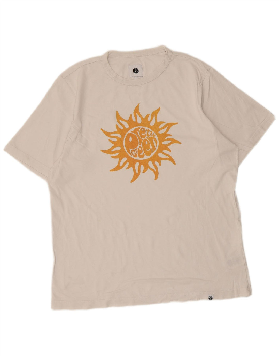 Pretty Green Herre grafisk T-shirt Top Stor hvid bomuld