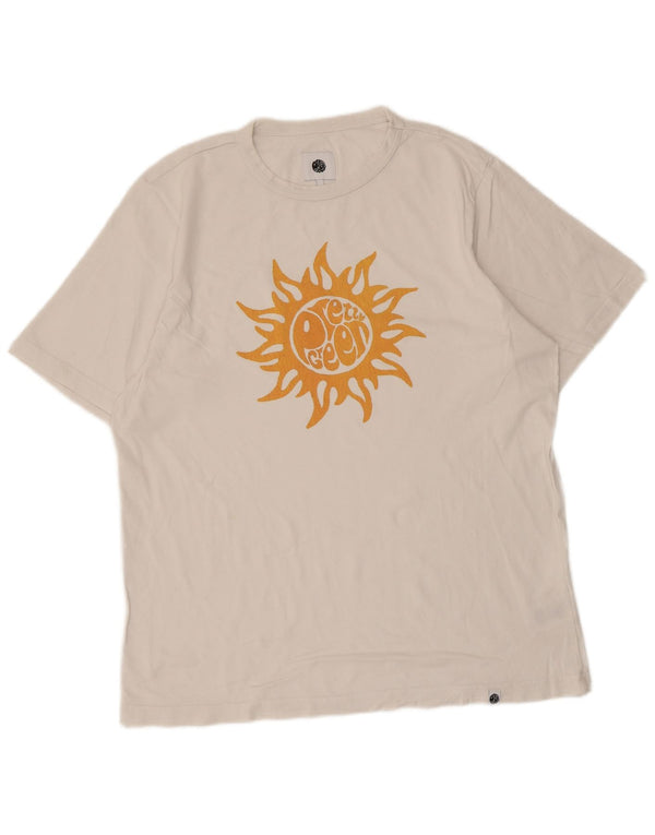 Pretty Green Herre grafisk T-shirt Top Stor hvid bomuld