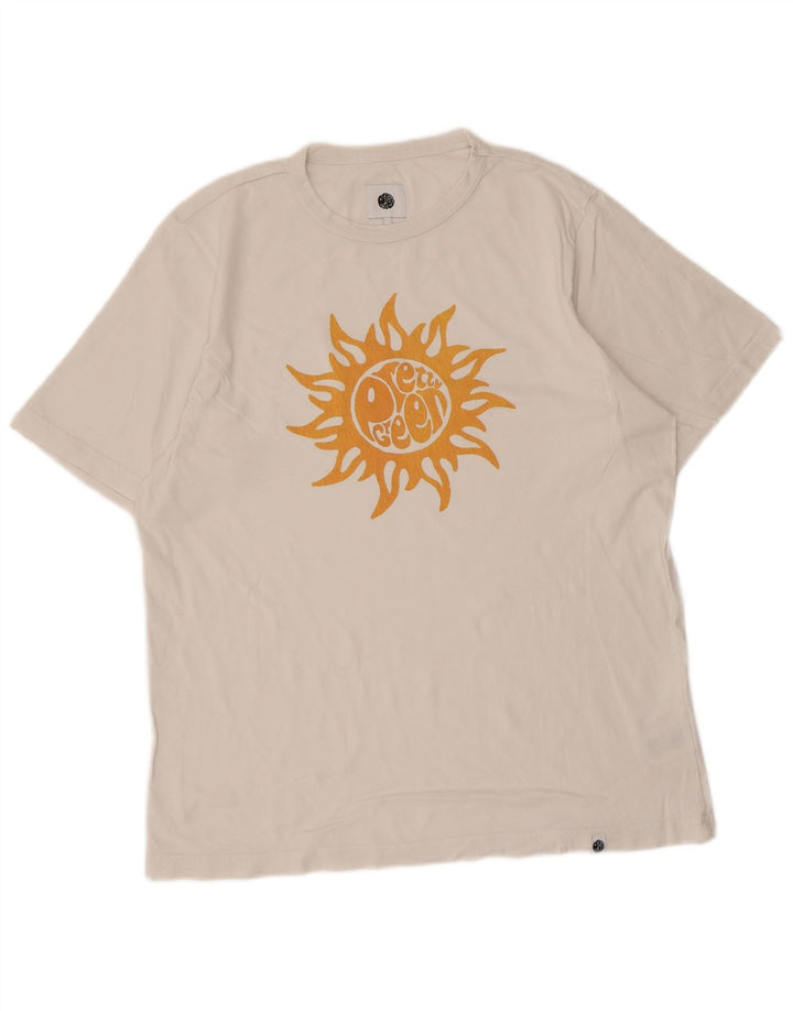 Pretty Green Herre grafisk T-shirt Top Stor hvid bomuld
