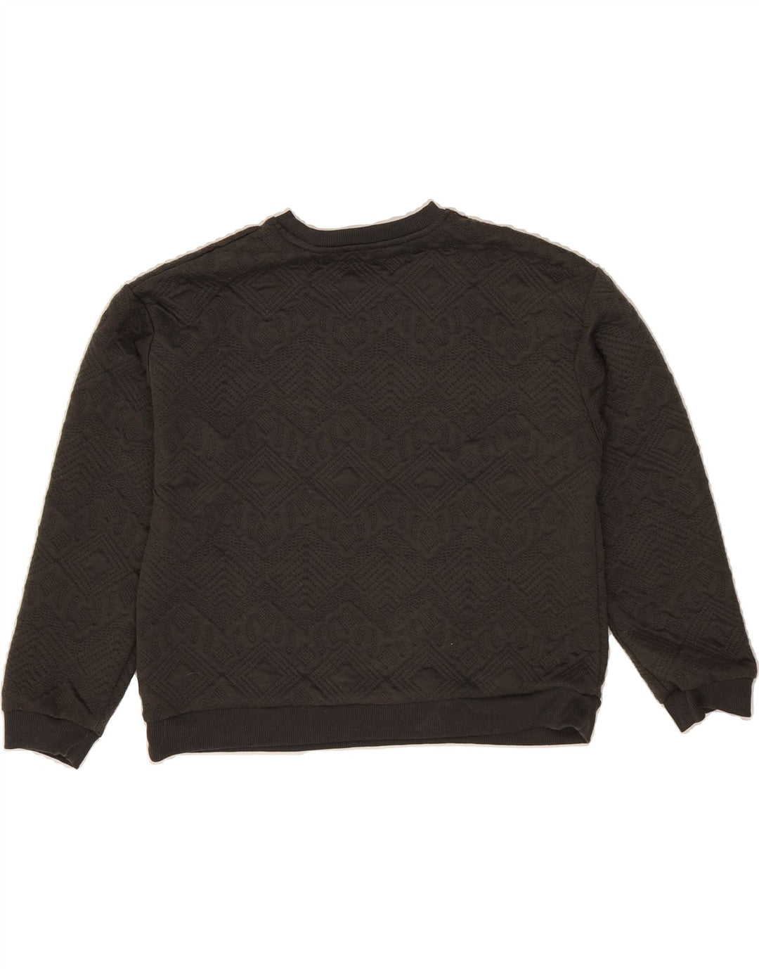 ZARA Womens Sweatshirt Jumper UK 14 Medium Black Argyle/Diamond Polyester Vintage Zara and Second-Hand Zara from Messina Hembry 